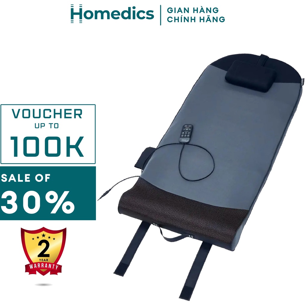 Đệm massage toàn thân công nghệ khí nén Shiatsu 3D Homedics BM-AC108HJ HTBeauty massage sâu vùng lừng giảm đau cơ