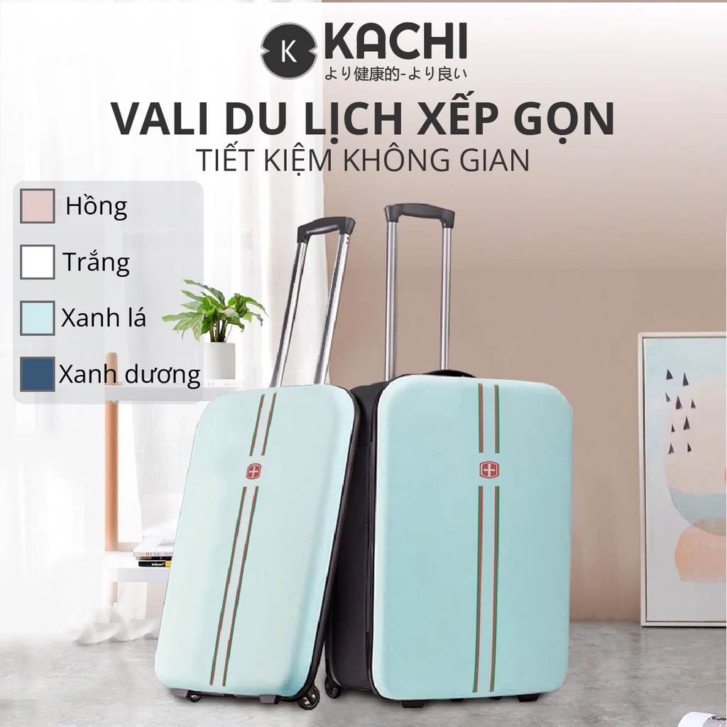 Vali du lịch xếp gọn tiết kiệm không gian Kachi MK355 size 20" / 24" với 4 màu