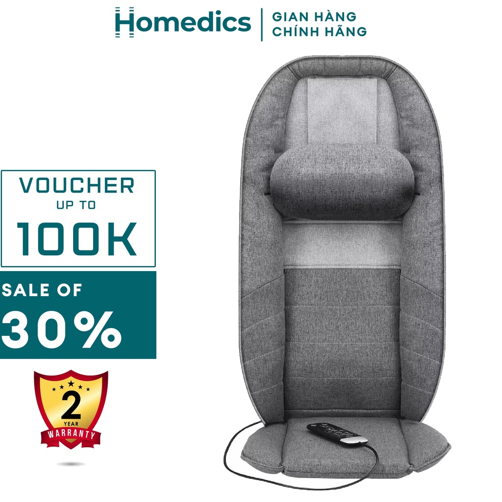 Đệm ghế massage toàn thân cổ vai gáy đa năng Shiatsu 3D Homedics MCS-1010HJ công nghệ Air Flex nhà HT Beauty Hàng Mỹ