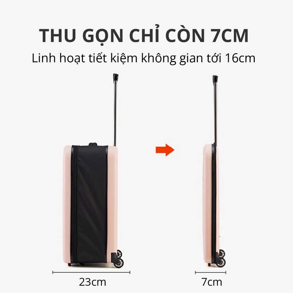 Vali du lịch xếp gọn tiết kiệm không gian Kachi MK355 size 20" / 24" với 4 màu