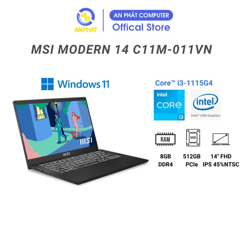 Laptop MSI Modern 14 C11M-011VN (Core i3-1115G4)