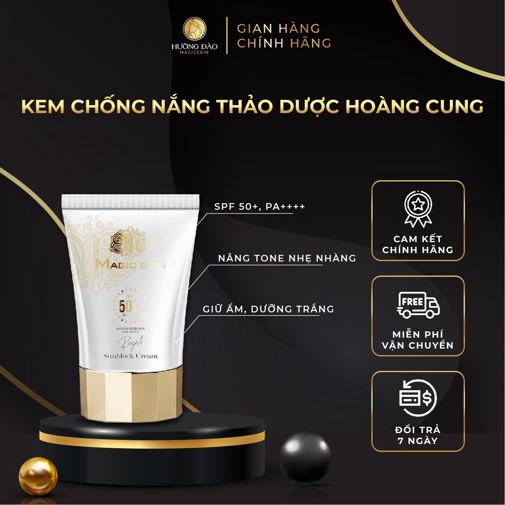 Kem chống nắng Magic Skin Royal Sunblock Cream 50ml SPF 50+ PA++++ bảo vệ da tối ưu - Hường Đào Magic Skin