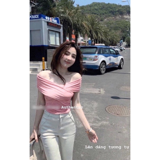 ÁO NHŨ QUẢNG CHÂU ĐẮP CHÉO TAY NGẮN ÔM BODY LYIE