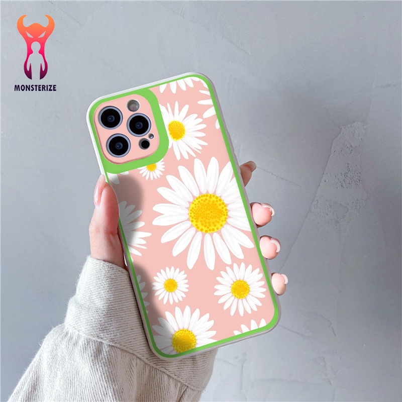 Ốp lưng iphone cạnh vuông hình hoa nền hồng 6/6splus/7/7plus/8/8plus/x/xr/xs/11/12/13/pro/max/plus/promax - ng032b