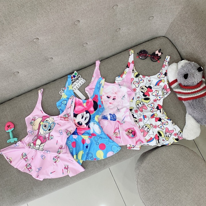 Váy Bơi Công Chúa Elsa Liền Thân Họa Tiết Hoạt Hình Đáng Yêu Cho Bé Gái 16-37kg
