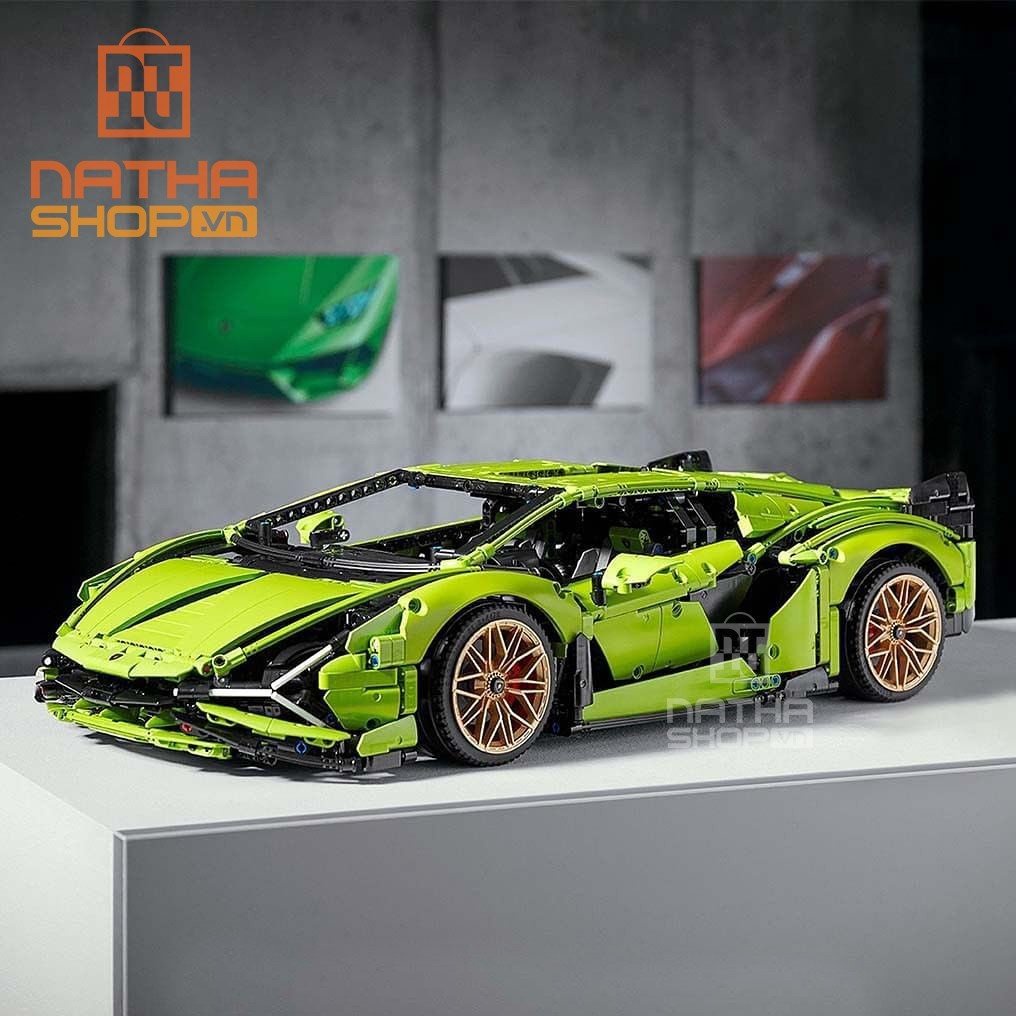 Mô hình siêu xe Technic Lamborghini Sian FKP37 màu xanh tỉ lệ 1:14 1215 PCS