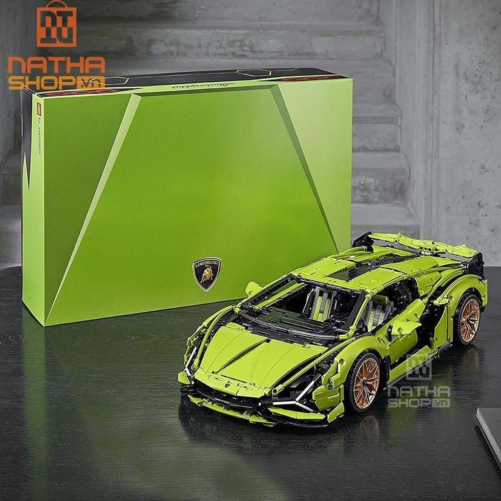 Mô hình siêu xe Technic Lamborghini Sian FKP37 màu xanh tỉ lệ 1:14 1215 PCS