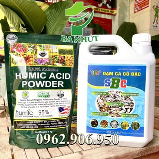Combo humic mỹ và đạm cá cô đặc sbc – dưỡng cây khỏe, ra rễ cực nhanh, đâm chồi mạnh – humic mỹ 1 kg + đạm cá sbc 5 lít