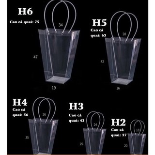 Túi mica quai trong đựng hoa, túi h2, h3, túi h4, túi h5, h6