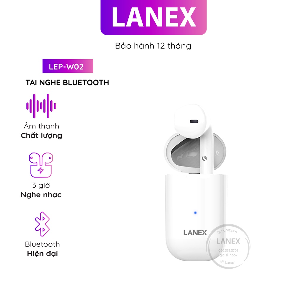 TAI NGHE BLUETOOTH CẢM ỨNG 1 BÊN TRÁI V5.0 CÓ MIC LANEX LEP - W02