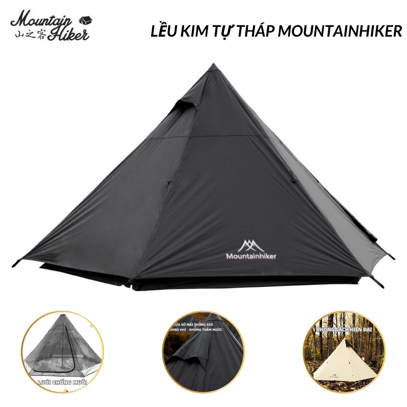 Lều cắm trại KIM TỰ THÁP Mountainhiker RỘNG RÃI THOẢI MÁI, lều cắm trại CAO CẤP CHỐNG NƯỚC, TIA UV CHO 4-6 NGƯỜI VT HQ
