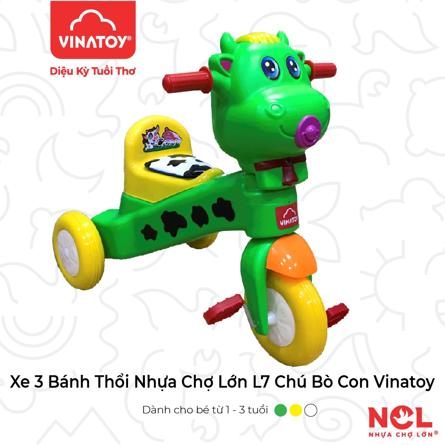 Xe 3 Bánh Nhựa Chợ Lớn L7 hình Chú Bò Con - M1766A-X3B