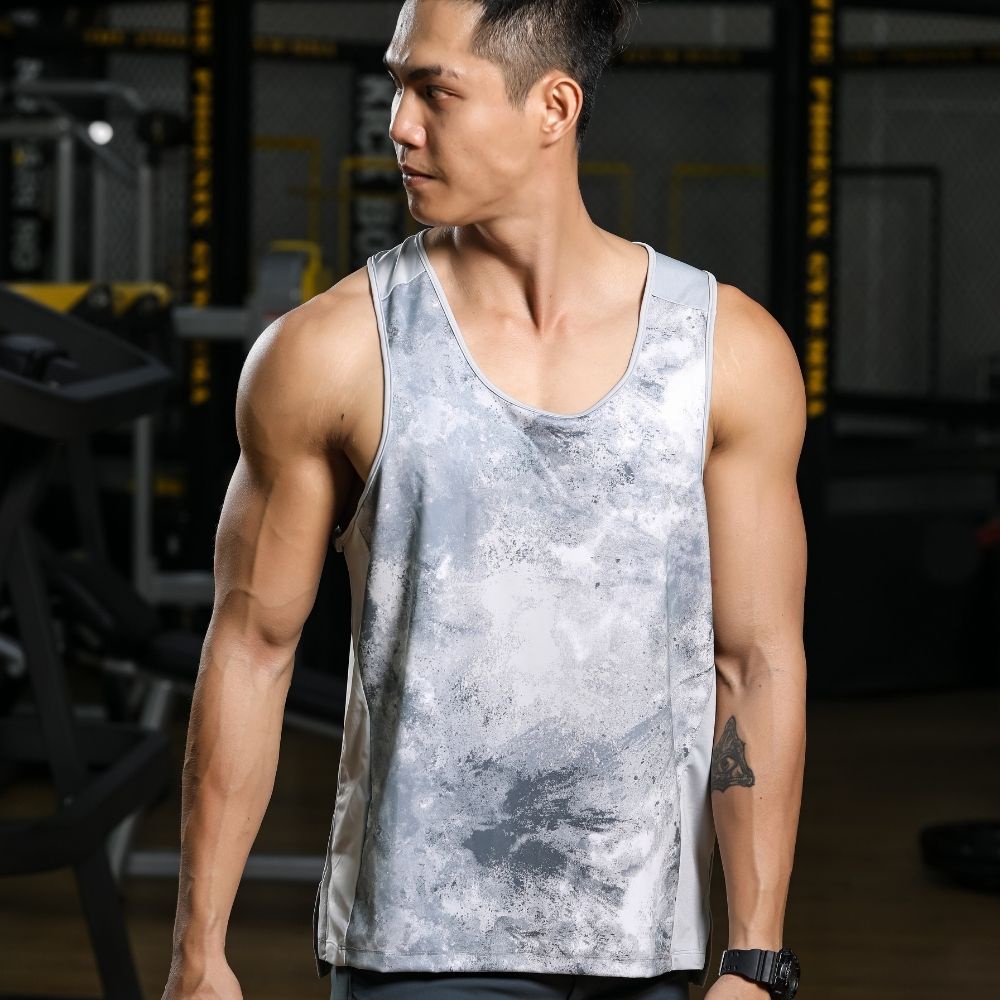 Áo ba lỗ tank top xẻ tà nam Simple Basic, thấm hút mồ hôi, co giãn tốt, thích hợp cho các môn thể thao như gym, nhiều mà