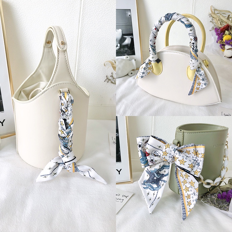 Khăn bản nhỏ vạt chéo 5x90 màu đen trắng họa tiết ngôi sao BNVC 004 Thythy Store