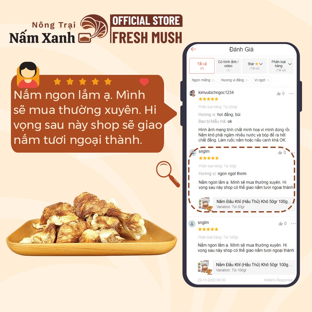 Nấm Đầu Khỉ (Hầu Thủ) Khô 50gr 100gr 200gr Hầm Món Ngon Bổ Dưỡng - Nông Trại Nấm Xanh