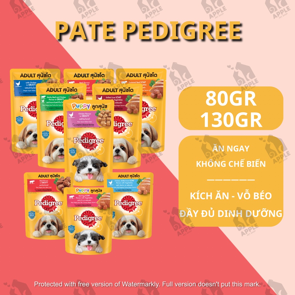 [PATE PEDIGREE] [80GR-130GR] Pate cao cấp cho cún Pedigree - Nhiều hương vị