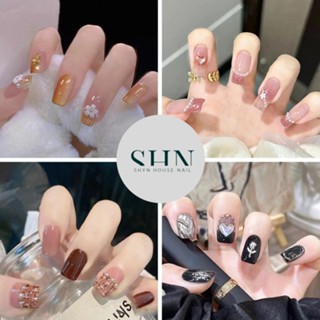 Móng tay giả đính đá,Set 24 móng tay giả đính nơ, hoa, Bộ 24 móng giả đẹp, Nail giả đẹp, Móng tay đẹp