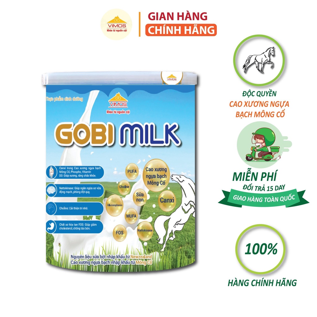 Sữa VIMOS Gobi milk Cao xương ngựa bạch Mông Cổ dành cho người lớn loãng xương, suy nhược cơ thể lon 750g