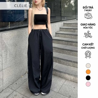 Quần dài ống rộng vải dù rút dây | w pant - clélie
