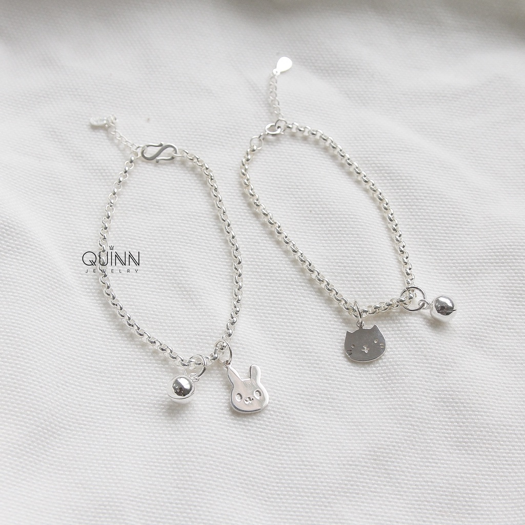 Lắc tay xích tròn mảnh , Lắc tay bạc nữ đơn giản, Vòng tay bạc dây xích Quinn Jewelry
