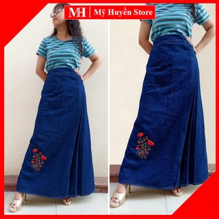 Váy Chống Nắng Jean Nữ Cao Cấp Vải Cotton Dày Dặn Và Mềm Mại Thêu Hoa Dạ Yến Thảo Mỹ Huyền Store