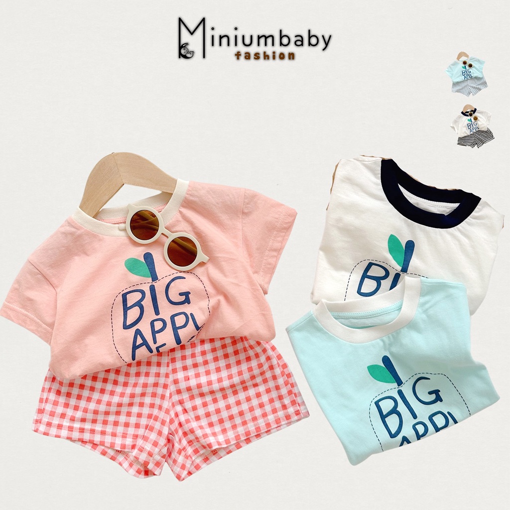 SB1489- Bộ cộc tay in chữ big apple, chất liệu cotton, Thiết kế Minium