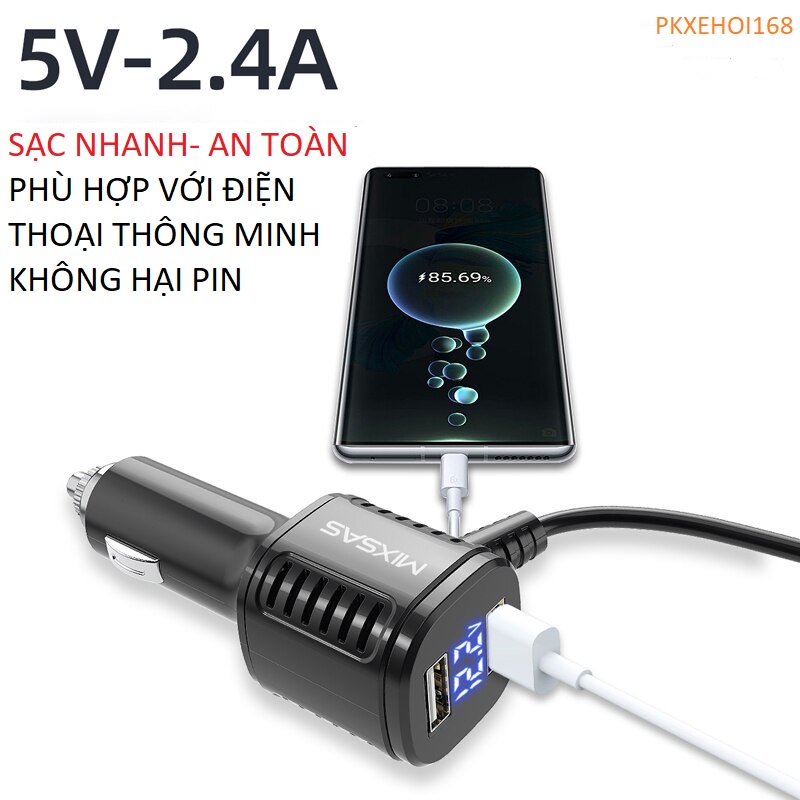 Dây nguồn cam hành trình xe hơi - Cáp cắm cam hành trình - 2 cổng sạc điện thoại | BigBuy360 - bigbuy360.vn