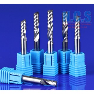 Huhao - Mũi dao cắt gỗ, mica CNC xoắn 1 lưỡi cán 6, loại tốt