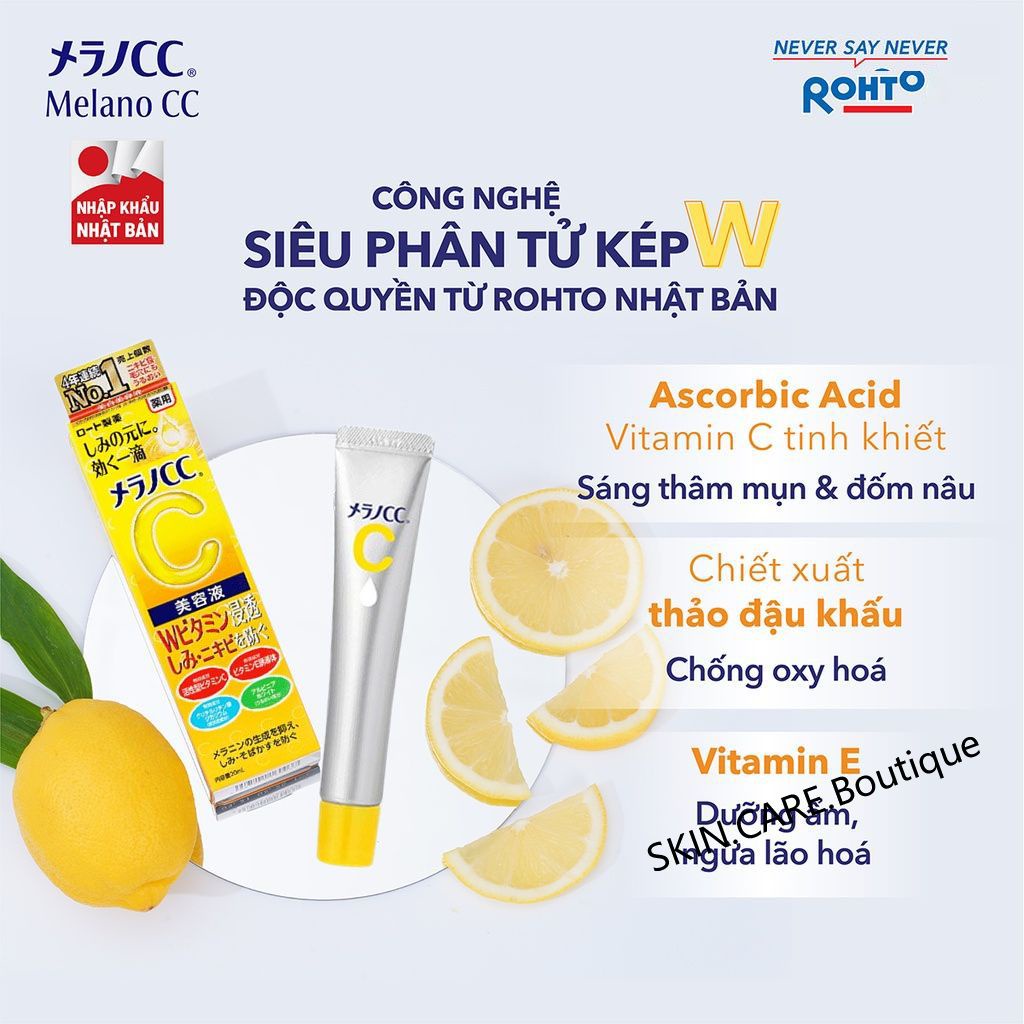 Tinh chất dưỡng trắng da chống thâm nám Melano CC Whitening Essence 20ml SERUM VITAMIN C ROHTO MELANO CC