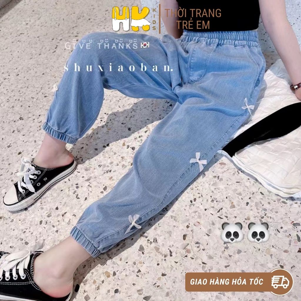 Quần jean/bò giấy bé gái HK KIDS, quần bò dáng baggy dài thời trang mùa hè sz từ14-26kg (mã 23021+23+25+37+38))