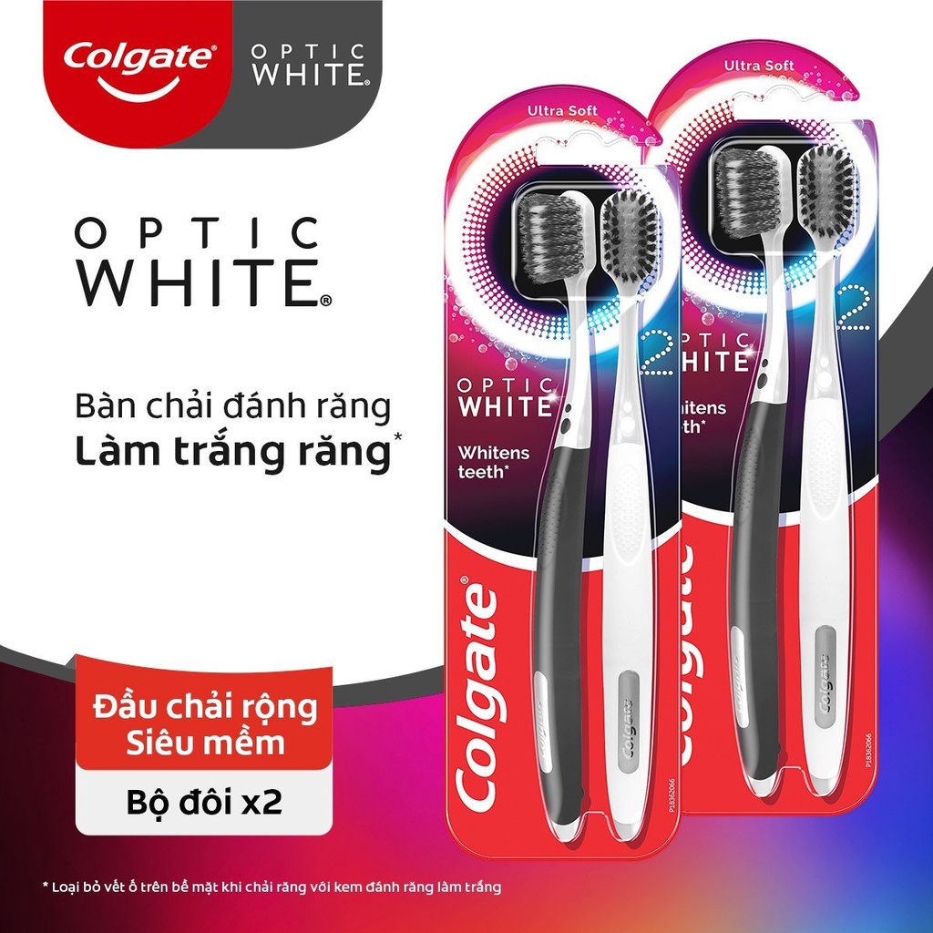 [HB Gift] Bộ 4 bàn chải Colgate Optic White làm trắng răng, loại bỏ vết ố
