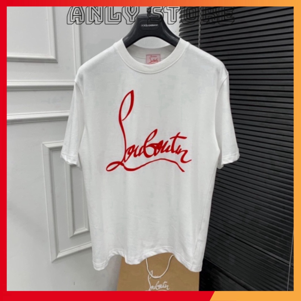 Áo Phông Nam Nữ Premium Cotton In Chữ Louboutin Logo Đỏ Hai Mặt - Áo Thun Nam Nữ Form Rộng Unisex. Giá sinh viên Free sh