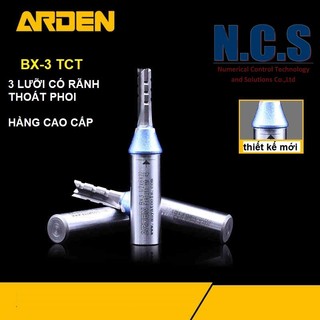 Arden bx3- mũi dao phay gỗ cnc 6,8mm, 3 lưỡi thẳng có rãnh, khứa tct hàng cao cấp