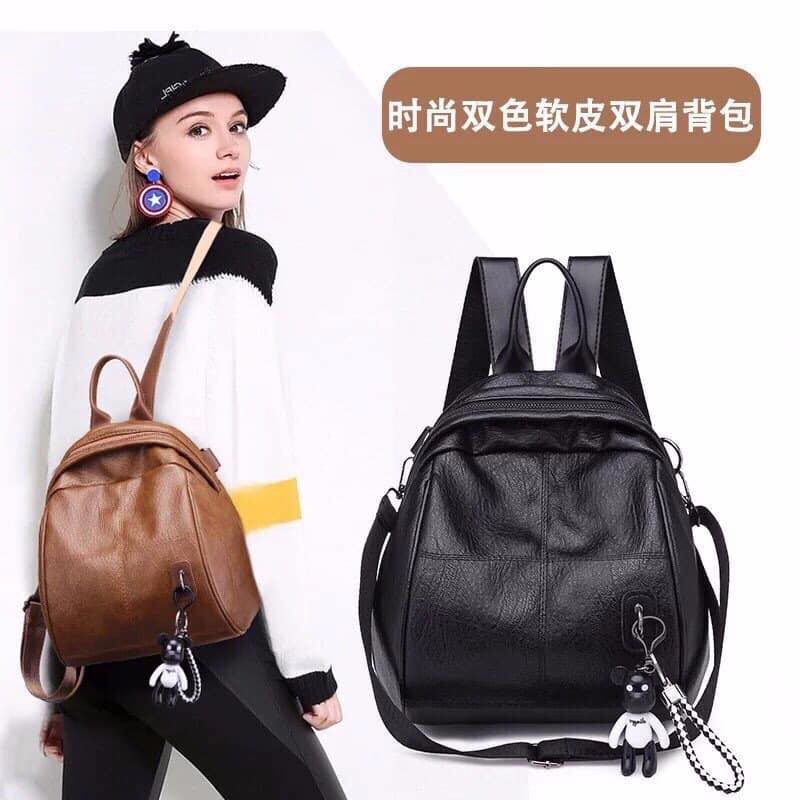 Balo Da Bò Cực Sịn Sò, Màu Đen, Size 26x24, Dễ Dàng Mang Theo Đi Học, Đi Làm, Đi Du Lịch, Dây Đeo Tùy Biến