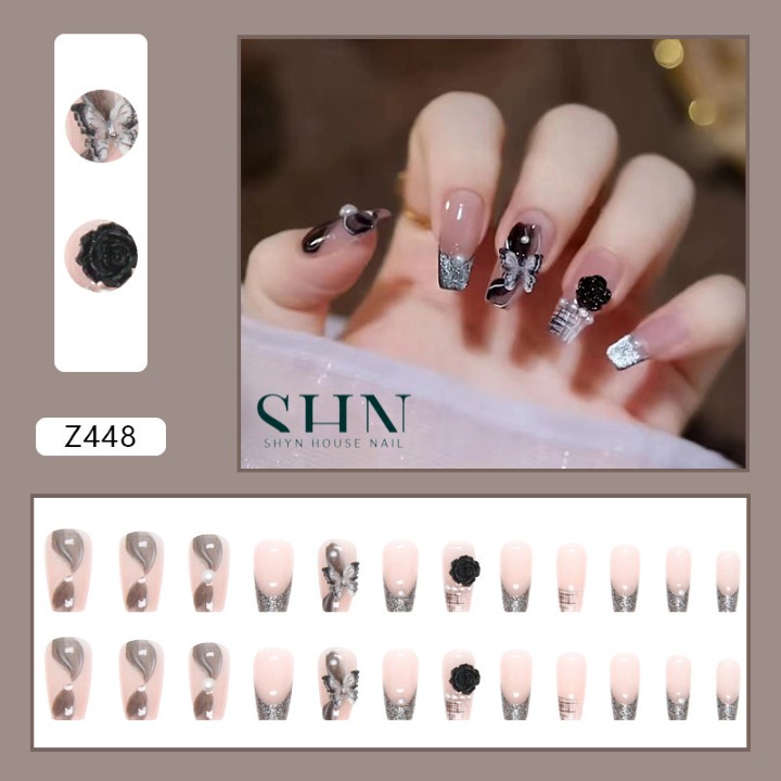 Móng tay giả đính đá, đính nơ kèm keo, Nail Box, Nail XInh, Nail giả đẹp, Móng tay cô dâu, móng tay đẹp