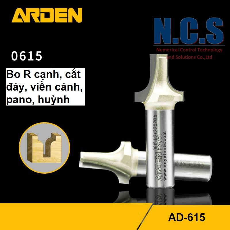 ARDEN 0615 - Mũi dao CNC phay vát cạnh gỗ, đáy và bo R viền vòng cung làm cửa tủ bếp, cửa sổ, huỳnh, pano