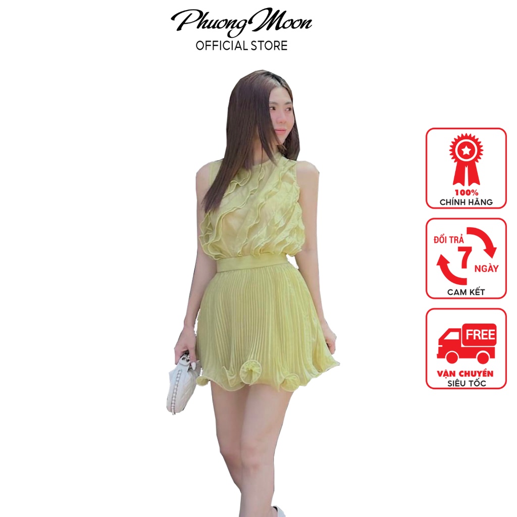 Set váy nữ mùa hè PHUONGMOON chất liệu voan dập ly mát nhẹ