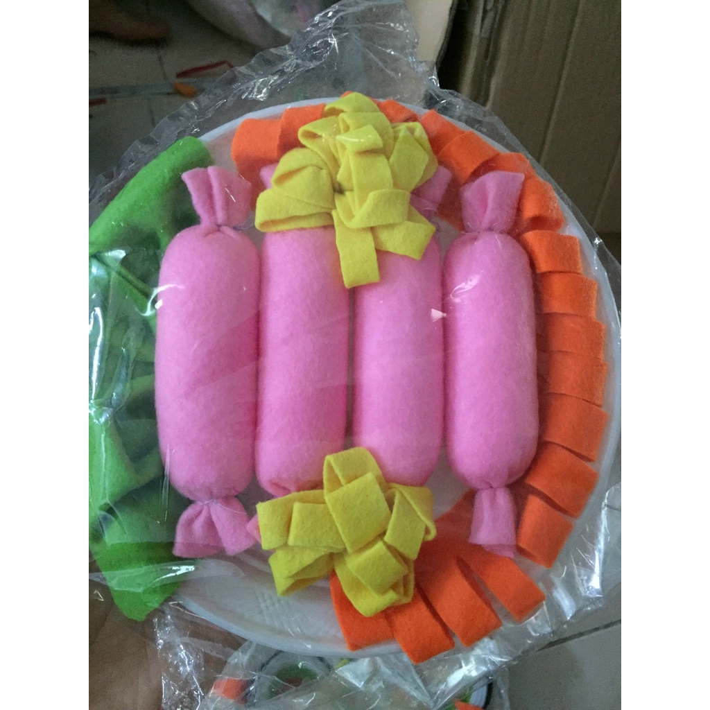 Đồ mầm non - Đĩa thức ăn nỉ trang trí nhiều mẫu
