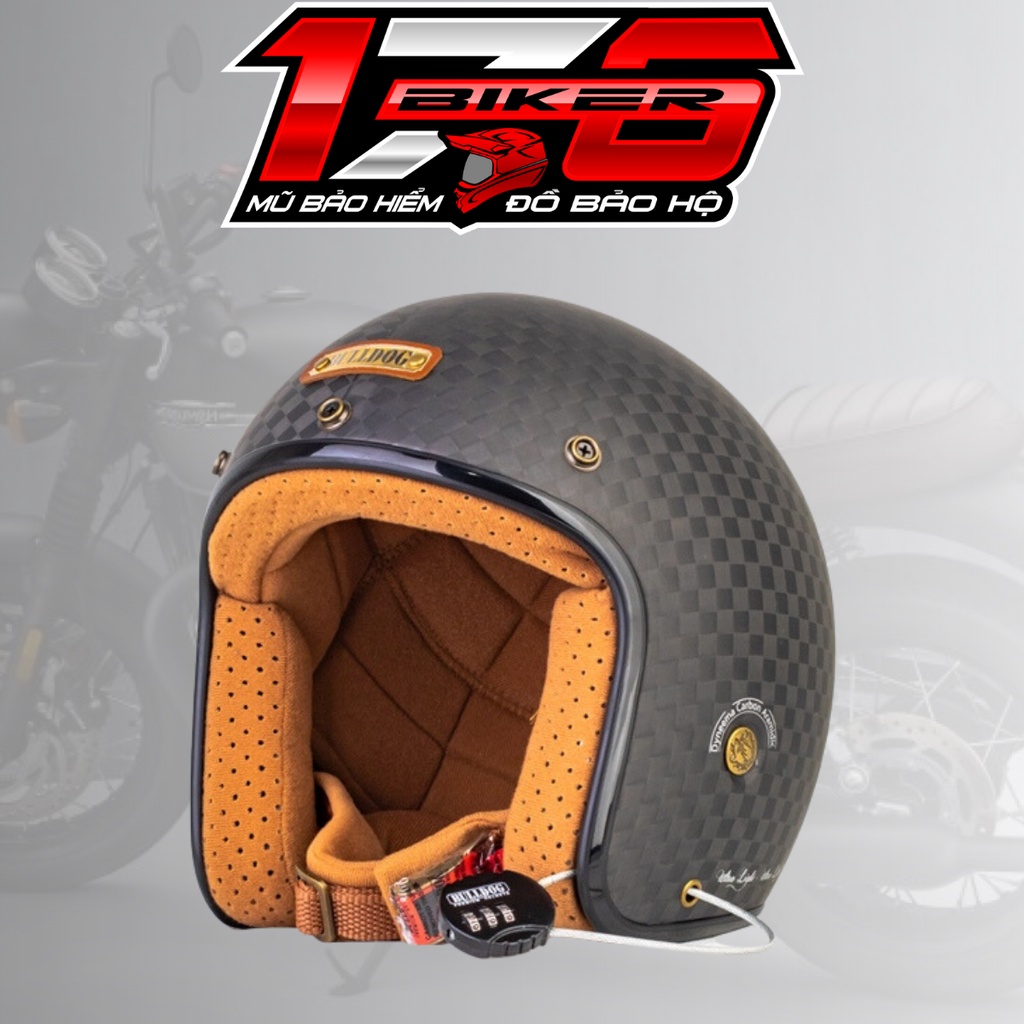 Mũ bảo hiểm 3/4 Bulldog Heli Carbon siêu nhẹ chỉ 650gr - BIKER 176 - Mũ bảo hiểm & Dầu nhớt Vũng Tàu