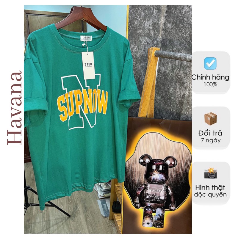 [Tặng quần Legging] Áo thun nữ gấu Havana form rộng cotton khô 100%, Áo thun cộc tay Havana Unisex t