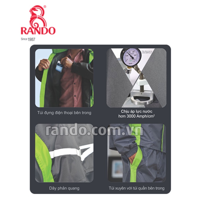 Bộ Áo Mưa Thời Trang Cao Cấp Cho Nam Và Nữ Chính Hãng Rando