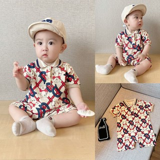 Bộ áo liền quần, quần polo ngắn tay, cotton phong cách ngắn, quần áo mùa hè thời trang phong cách Hàn Quốc, phong cách mới dành cho bé trai 0-18 tháng tuổi