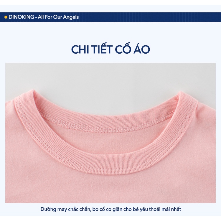 Áo thun cho bé gái DINOKING Áo phông trẻ em cộc tay mùa hè chất cotton 100% mềm mịn thoáng mát cho bé 2 - 8 tuổi AT15