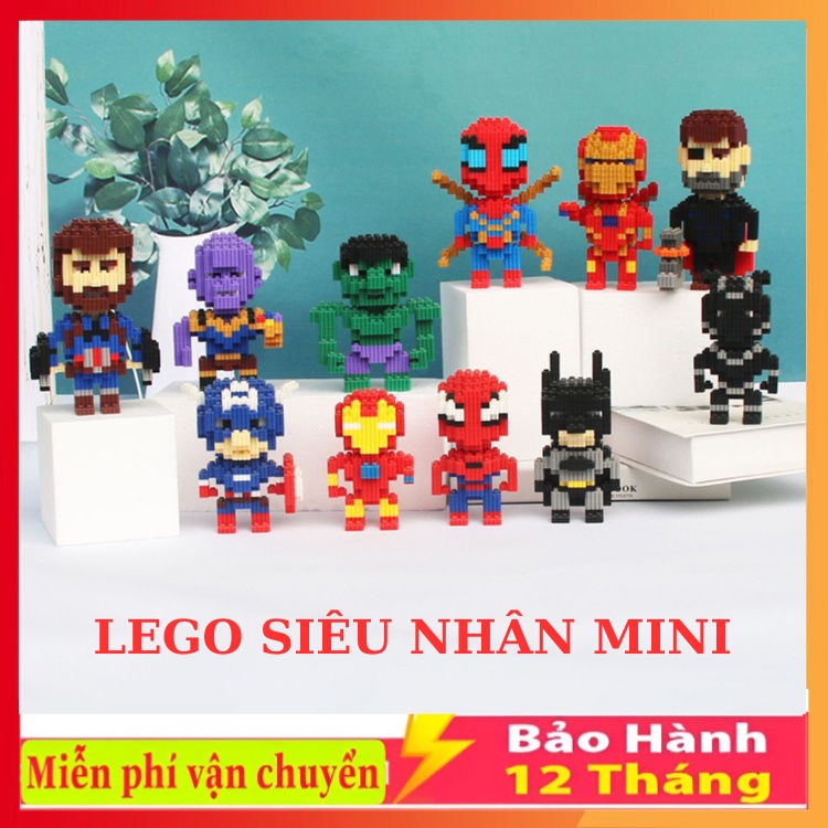Mô hình lắp ráp nhân vật hoạt hình cho bé trai,lego siêu nhân, ironman, người rơi, đội trưởng mỹ,PIKACHU