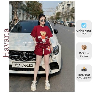 Set bộ thể thao nữ Havana chất cotton khô mềm mịn mặc đi chơi, Set đồ bộ nữ mặc ở nhà chất cotton Form rộng.