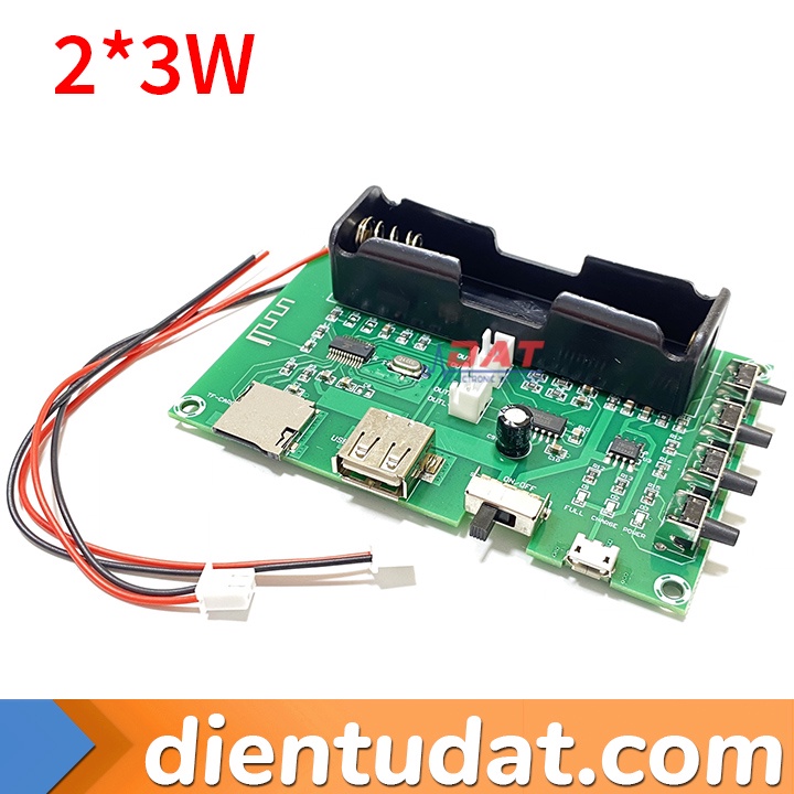 Mạch Khuếch Đại Âm Thanh Bluetooth - USB - Thẻ Nhớ 2*3W PAM8403 Tích Hợp Đế Pin 18650 - A150