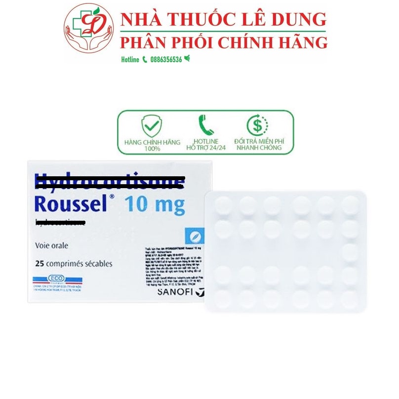 [CHÍNH HÃNG] 10mg-Hydrocortisone (Hộp 1 vỉ x 25 viên)