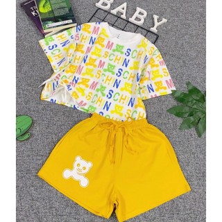 Đồ bộ bé gái bé gái size đại chất cotton 100% áo in họa tiết chữ cực dễ thương cho bé từ size 35-50kg happykids97.store