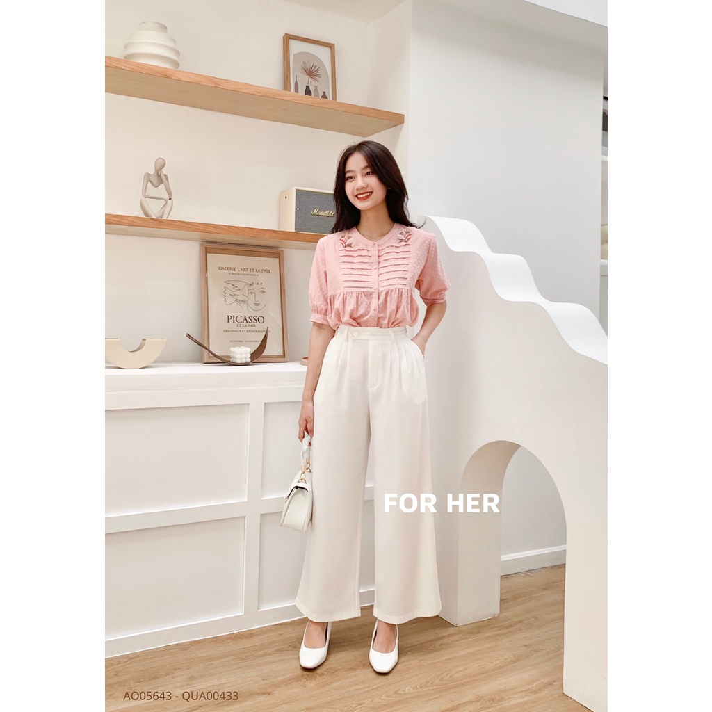 Quần ống rộng FOR HER cài nút QUA0043