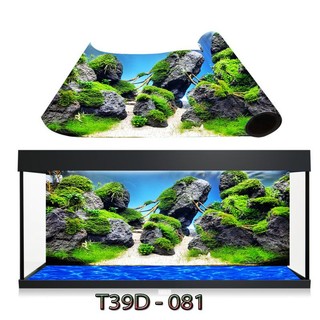 Tranh 3d bể cá cảnh mẫu tranh thủy sinh - tranh bể cá sẵn keo dán - tặng kèm bộ dụng cụ dán